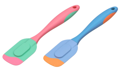 Colourful silicone spatulas with ergonomic handles
