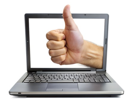 hand holding laptop isolated on white background. PNG Transparent file type with high definition quality And vibrant color grading Available.
