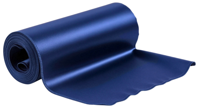Rolled dark blue yoga or exercise mat
