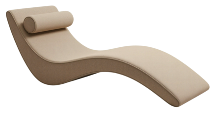 Modern beige chaise lounge with headrest

