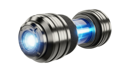 Futuristic glowing energy core cylinder device
