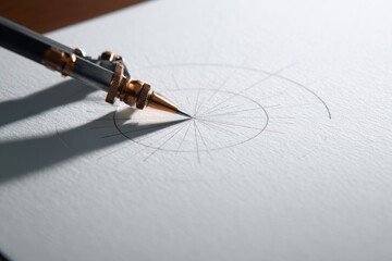 Fototapeta premium Drawing compass on paper, creating a circle