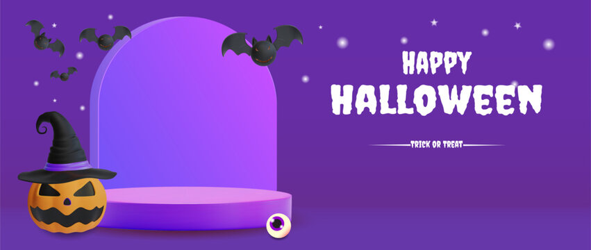 Happy Halloween Podium Display - Purple Theme