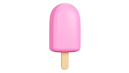 Pink popsicle on white background
