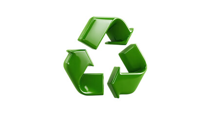 Obraz premium Recycle icon in green plastic style, eco-friendly 3D render. Isolated on transparent background 