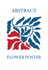 Trendy abstract poster design with groovy botanical illustration with nostalgic 70s vibe. Modern style flowers and wavy shapes good for a poster, cover or social media