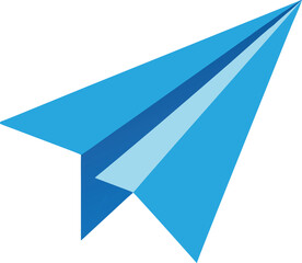Flying paper plane icon on white background