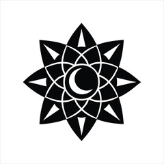 Crescent Mandala Shape in Minimal Abstract Style