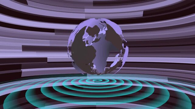 international news background animation with radio waves. Digital world news background animation, Blue color 3d rotated earth technology news animated.4k animation.