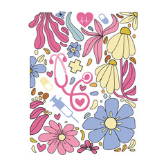 Retro NurseSVG, Pink Stethoscope SVG