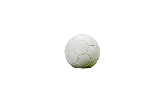 White soccer ball on green grass isolated on a transparent background football sports