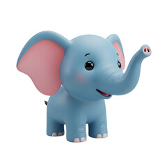 Naklejka premium Charming blue elephant with pink ears for children's book illustration, toy design, or animated movie character creation, bringing joy and wonder