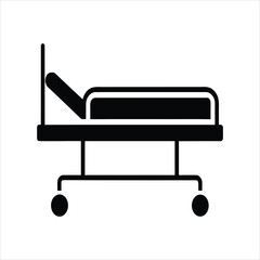 Hospital Bed Silhouette Icon Vector