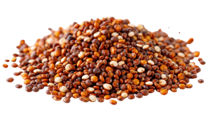 Heap of Red Quinoa Seeds Isolated on Transparent Backdrop for Superfood Nutrition
