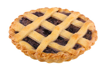 a blueberry pie with latticed crust