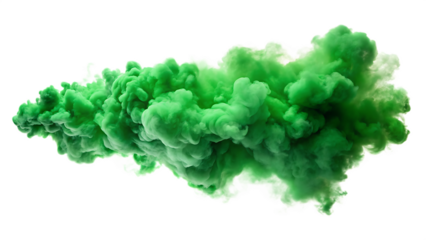 green smoke cloud isolated on white background PNG, AI GENERATED