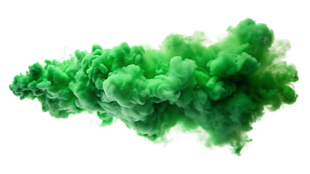 green smoke cloud isolated on white background PNG, AI GENERATED - Powered by Adobe