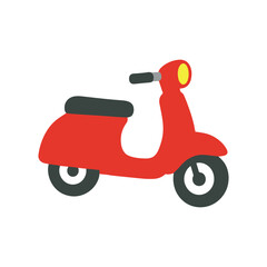 Obraz premium Red Scooter Cartoon Vector. Clean 2D Design on White