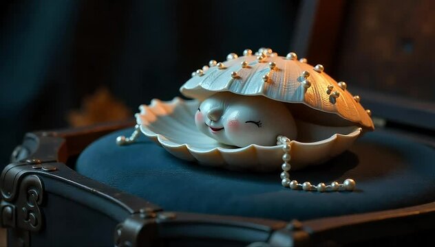 Clam smiling through its open shell