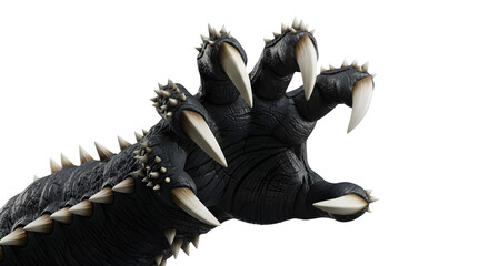Terrifying monster claw with sharp spikes and menacing presence ready to strike, evoking fear and fascination for fantasy and horror designs