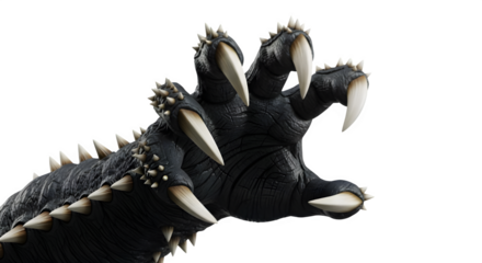 Terrifying monster claw with sharp spikes and menacing presence ready to strike, evoking fear and fascination for fantasy and horror designs