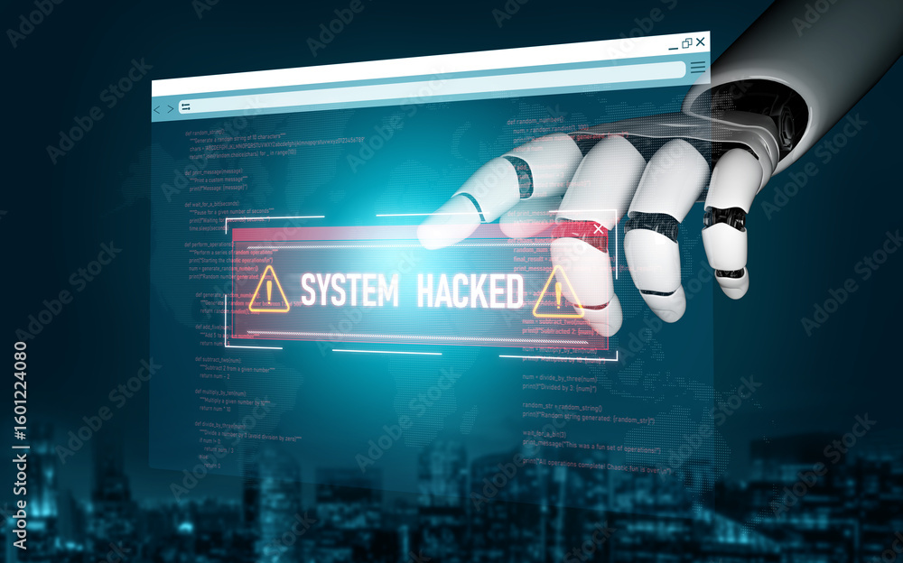 Poster ai artificial intelligence protects systems from cyber threats through automated monitoring, smart f