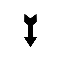 A solid black downward-pointing arrow icon, suitable for websites, apps, presentations, or any graphic design project needing directional cues.