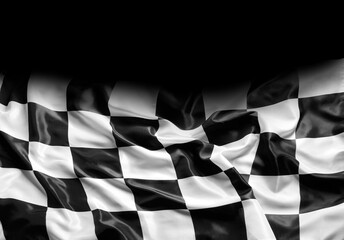Checkered race flag on black