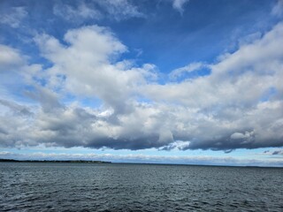 Beautiful view from Vadstena oberlooking Lake Vättern in Sweden, with calm waters, a serene...