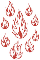 Abstract Flames: A Pattern of Red and White Fire Shapes on a Clean Background

