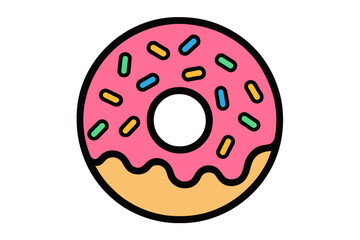 Fototapeta premium Vector Illustration of Pink Frosted Donut with Sprinkles