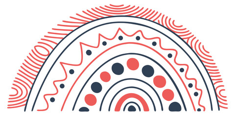 Modern Art Background with Concentric Circles, Arcs, and Organic Patterns

