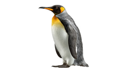 Fototapeta premium King Penguin Standing Tall Profile View Wildlife Bird Animal Isolated on Background