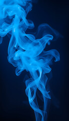 Fototapeta premium Blue smoke abstract on black background, darkness concept, Paper Cutout style. White tone