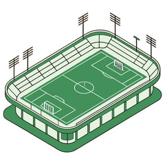 Isometric Vector Illustration of a Football Soccer Field – Green Stadium Pitch Layout  © Yassine