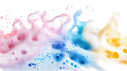 Colorful soap foam colorful bubbles on white background