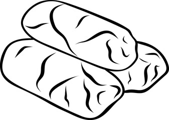 simple vector dolma icon, Georgian national cuisine, black and white hand-drawn icons