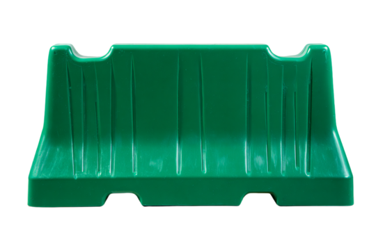 a green plastic bench on a white background