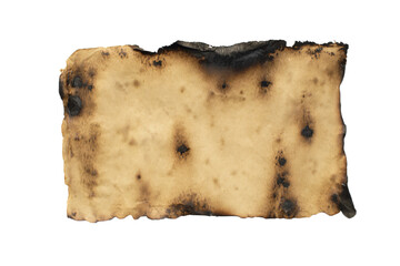 a burnt piece of paper with a black spot