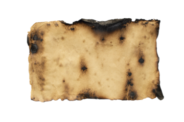 a burnt piece of paper with a black spot