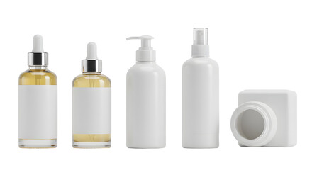 A collection of various skincare and beauty products displayed on a clean surface, showcasing their elegant packaging and simplicity