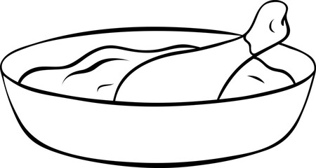 simple vector icon of chakhokhbili with chicken, Georgian national cuisine, black and white hand-drawn icons