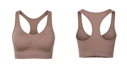 A stylish and comfortable sports bra displayed from the front and back, perfect for active wear enthusiasts in a minimalist setting
