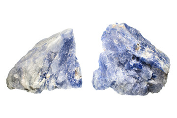 two pieces of rock with a white background
