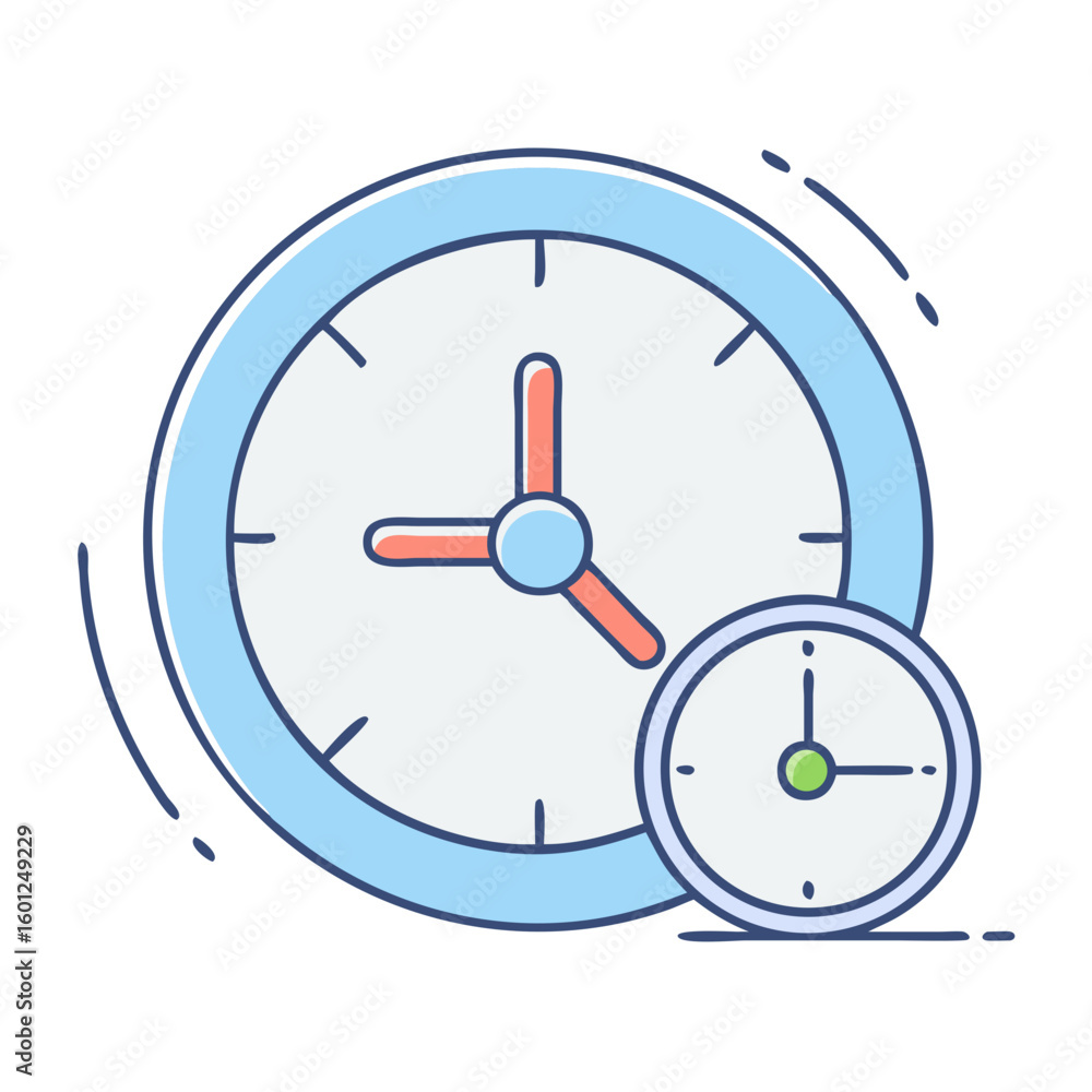 Aufkleber dual clocks displaying different times representing deadlines and time management