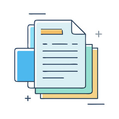 Stylized stack of documents with varying colors and minimalist design elements