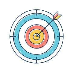 Illustration of arrow hitting the bullseye on colorful target board