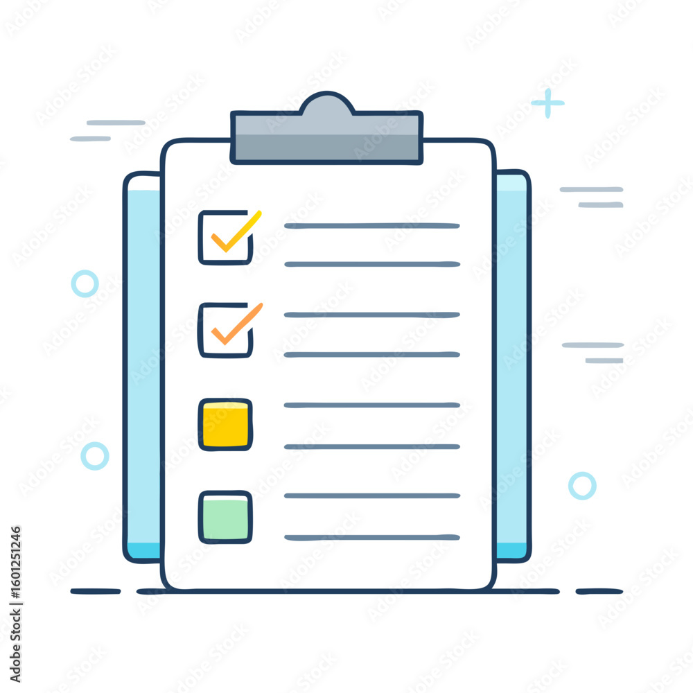 Aufkleber a todo list or checklist is shown with completed tasks and incomplete items