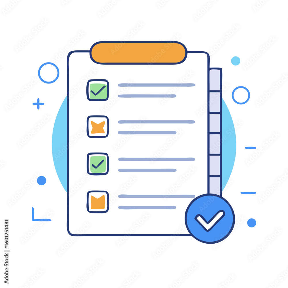 Aufkleber colorful clipboard with checklist and tick marks showing task management workflow