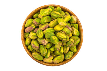 a bowl of pistats on a white background